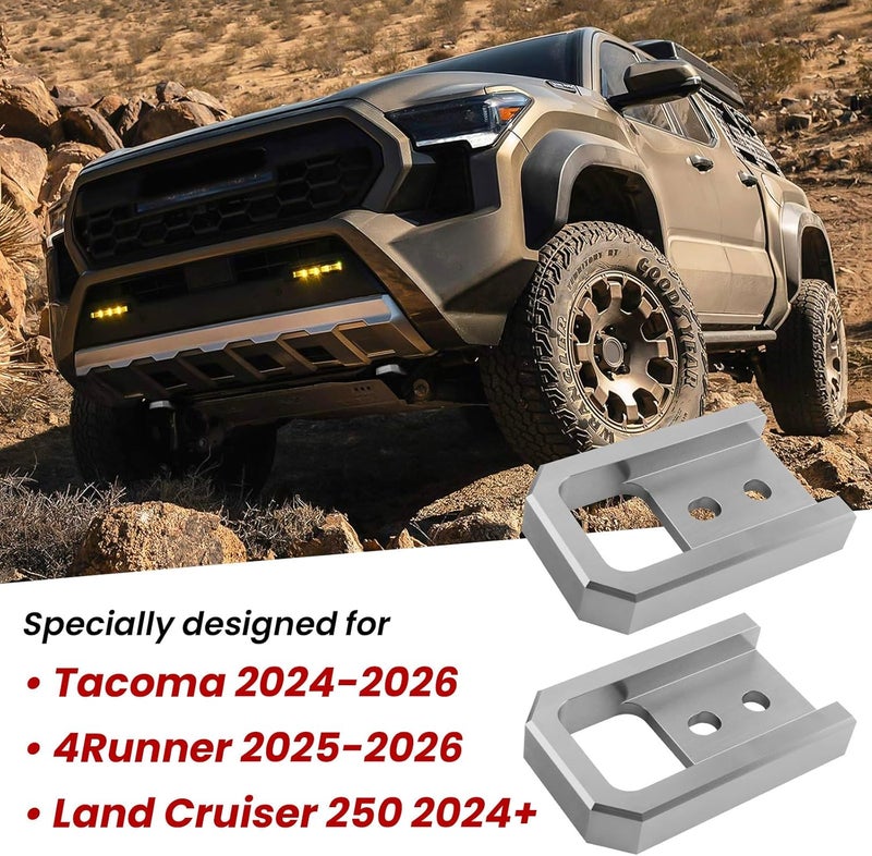 TECHPICCO Tow Hooks for Tacoma 2024-2026/4Runner 2025-2026/Land Cruiser 250 2024-2025, Car Tow Hooks Compatible with Toyota Tacoma/4Runner/Land Cruiser 250 Accessories (Silver) - Image 2